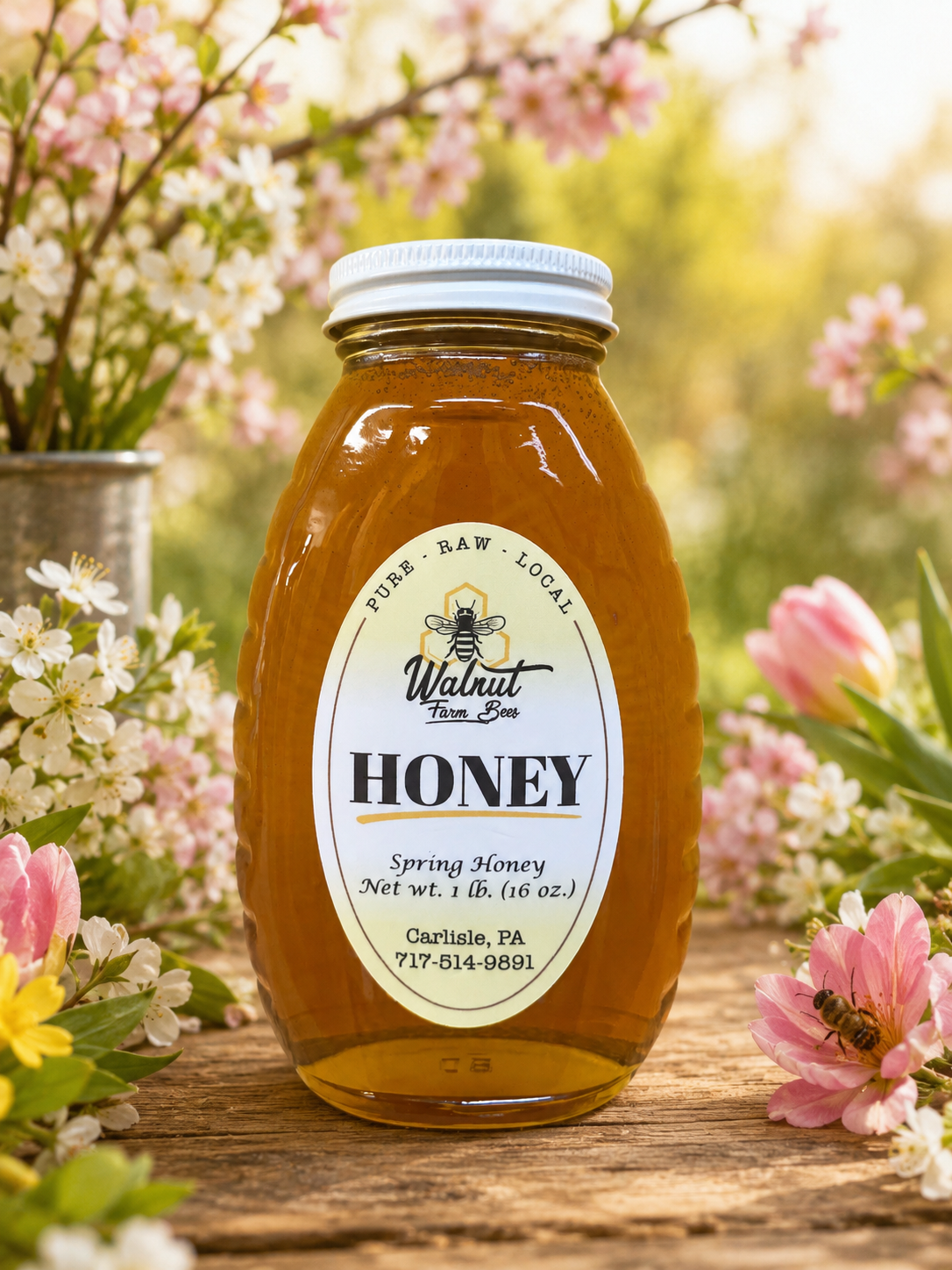 Pure, Raw, Pennsylvania Spring Honey - 1 lb Glass