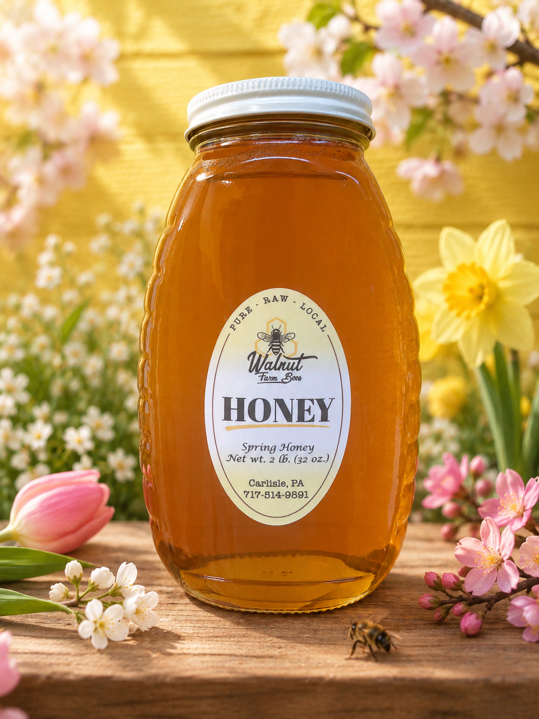 Pure, Raw, Pennsylvania Spring Honey - 2 lb Glass