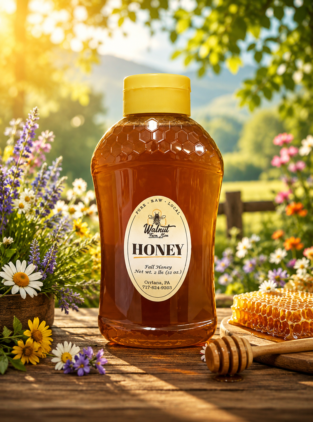 Pure, Raw, Pennsylvania Early Fall Honey (Goldenrod and Knotweed) - 2 lb Plastic