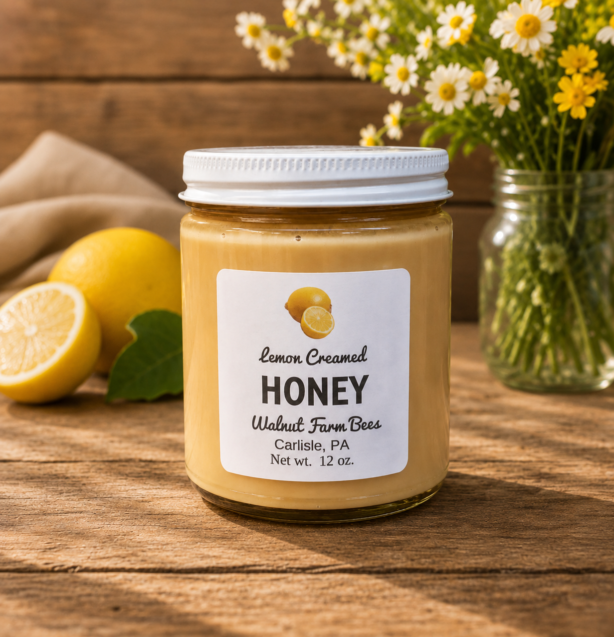 Pure Pennsylvania Lemon Creamed Honey - 12 ounce glass