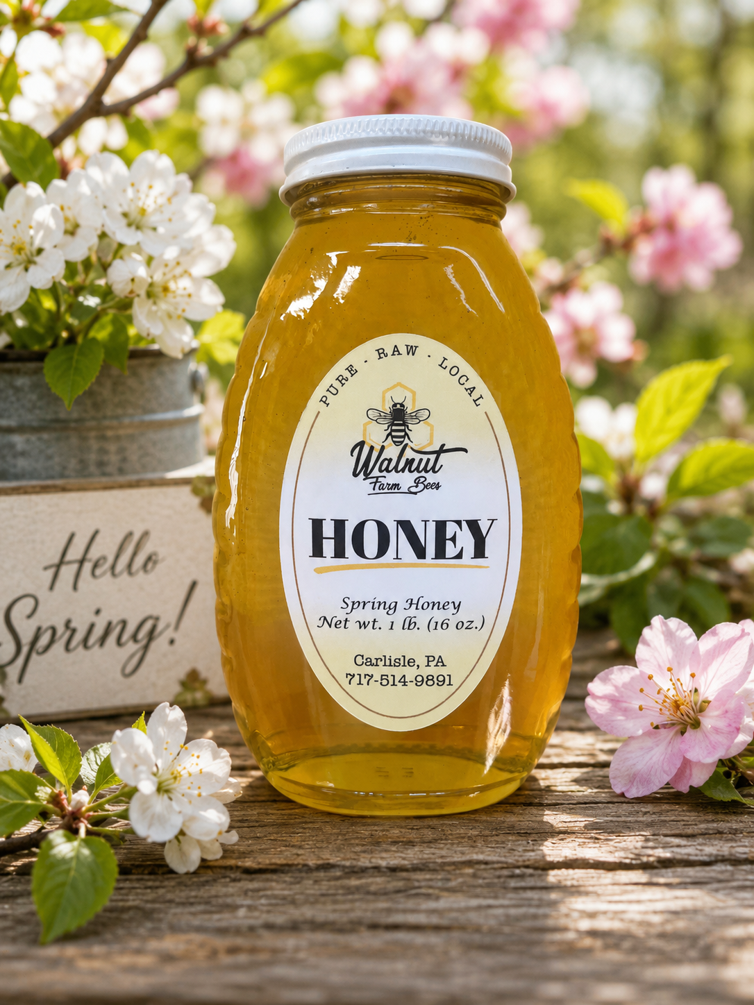 Pure, Raw, Pennsylvania Spring Honey - 1 lb Glass