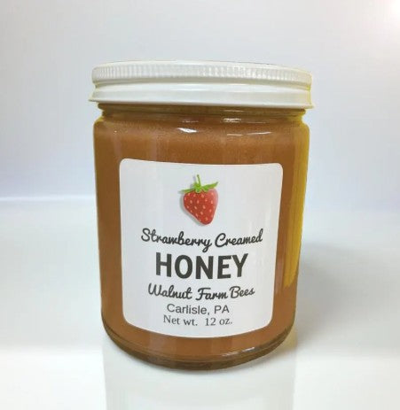 Pure Pennsylvania Strawberry Creamed Honey - 12 ounce glass